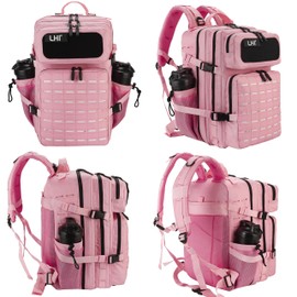 LHI Tactical Military Backpack for Men and Women 45L Large Molle Army Assault Pack 3 Day Travel Backpacks - Pink