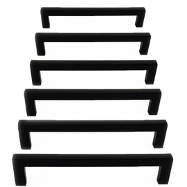 French Furniture Fittings Matt Black Kitchen Cabinet D Pull Handles - Set of 6, Handles for Cupboard Doors and Drawers Available in cc (128 mm Between fixings)