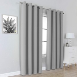 DUALIFE Ultimate Gray Blackout Curtain Panels/Drapes for Living Room 84 inch Length Solid Energy Efficient Room Darkening Bedroom Curtains Thermal Insulated Grommet Top 52x84 inch