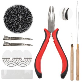 Hair Extension Tools Kit, 500Pcs 5mm Hair Extension Beads, Pliers Threader