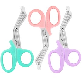 Premium Bandage Scissors 3-Pack - 7.5" Nursing & Surgical Scissors for Nurses - Pastel Blue, Pink, Lilac
