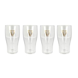 Guinness Tulip Style 20 Ounce Tulip Imperial Pint Glass - 2025 Gold Sparkle Harp U.S Pub Edition - Set of 4