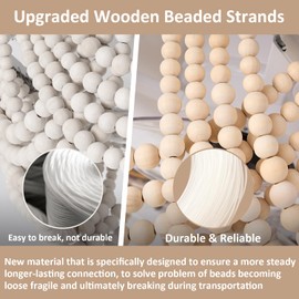 luansky 20" Boho Ceiling Fan with Light, Coastal Fandelier Ceiling Fans with Lights and Remote Control,Caged Wood Beaded Flush Mount with 6 Speeds for Living Room Bedroom Nursery