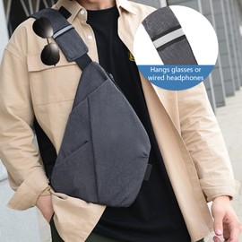 Cozary Anti-Theft Shoulder Bag, Anti-Theft Bag, Chest Bag, Anti-Theft Sling Bag, Crossbody Shoulder Bag Men Women Small for Outdoor Travel Hiking Jogging, gray