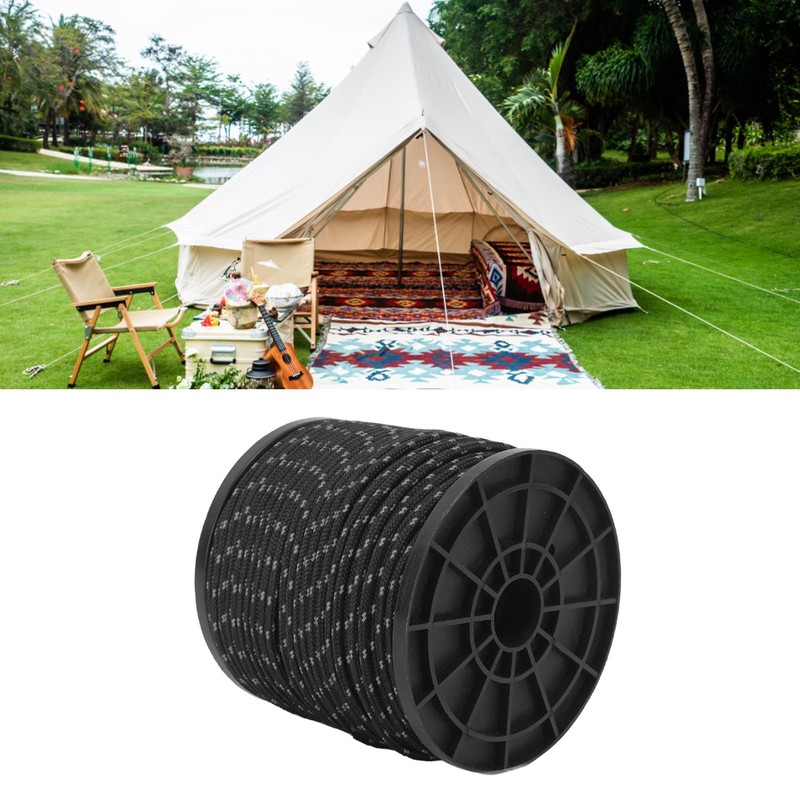 Reflective Camping Rope Texture Weaving 164ft 4mm Polyester Parachute Cord