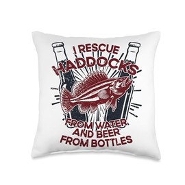 I Rescue Fish And Beer - Fisherman Fishing Haddock Throw Pillow