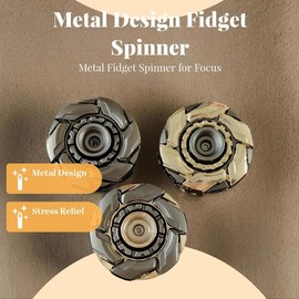 Fidget Spinner Toy, 1 Count Metal Design Stress Relief Toy, Open Armor Spinning Top Fidget Toy, Hand Spinner Toy for Adults:_Golden gray_1 Count