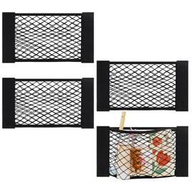 4PCS RV Cargo Storage Mesh Net,Elastic Stretchable Netting Pocket with 8 Adhesive Backing for Camper,Trailer,SUV,Truck (17.7 x 9.5 Inch)–Perfect for Holding Toiletries, Kitchen Supplies,Travel Essenti