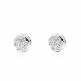 Mondepetit Children's Baby Round Zircon Earrings White Gold 18 Carat - Gift Box