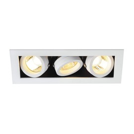 SLV 115531 Kadux 3 Downlight Ceiling Recessed Spotlight, 3 x GU10, 230 V, Spring Clip, White