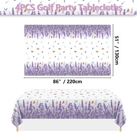 PTECDROTS 4Pcs Lavender Tablecloths Rectangle Purple Flower Table Cloths Butterfly Table Cover for Spring Tea Lilac Butterfly Lavender Party Decorations, 130 x 220cm