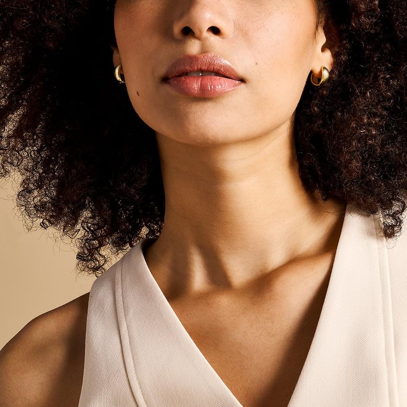 Fossil Women's All Stacked Up Gold-Tone Stainless Steel Hoop Earrings,