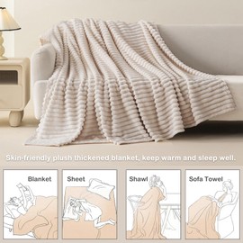 Sadodo Throw Blanket for Couch,Super Soft Cozy Blankets for Women,Men Cute Small Fleece Blanket,for Home,Dormitory,Office,Sofa,Wide-bar Shape,Christmas (Dark Kahki/Mocha, 120x200cm/Single)