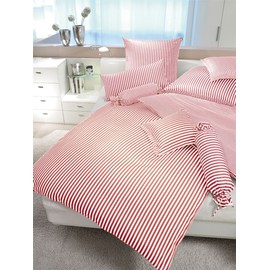 Janine Design Striped Bed Linen Modern Classic Dark Red Pillowcase Single 40 x 60 cm