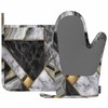 Mxocom Mosaic Marbling Oven Mitt and Pot Holder with Silicone