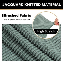 PrinceDeco Armless Futon Cover Stretch Sofa Bed Slipcover Protector Elastic Feature Rich Textured High Spandex Small Checks Jacquard Fabric Futon Cover, Machine Washable, Sage