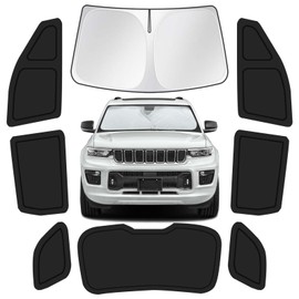 for Jeep Grand Cherokee 2011-2021 Car Window Shades, 8pcs Privacy Sun Shade Set for Front Windshield Side and Rear Windows, Full Window Covers Keeps Vehicle Cool for Camping Napping