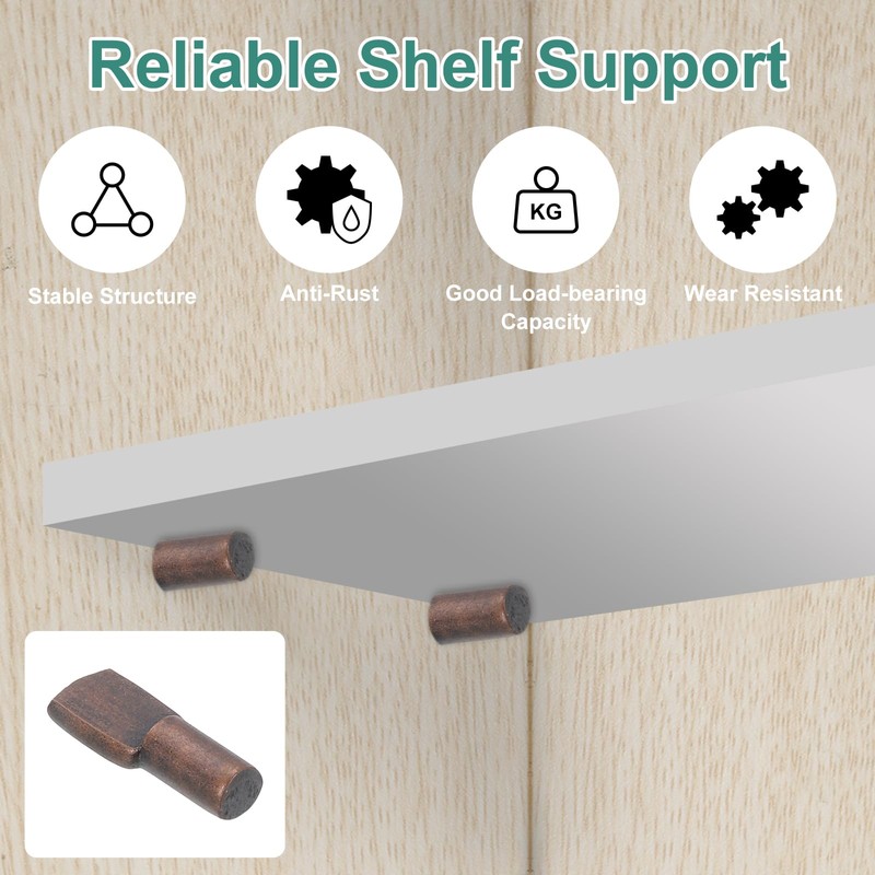 sourcing map 20Pcs Shelf Support Pegs, 5mm Spoon Shape Shelf