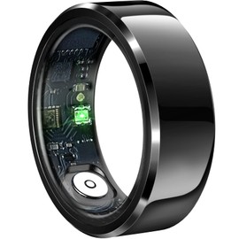Smart Ring with Air Gesture Control, Health Tracker, 7-Day Battery, IPX8 Waterproof, Heart Rate & Sleep Monitor - Stylish Fitness Ring for Men & Women, Compatible with iOS/Android, Size 10,Black