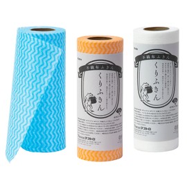 Astro 619-13 Kitchen Cloth, 50 Cut x 3 Rolls, 7.7 x 11.8 inches (19.5 x 30 cm), Blue, Orange, White, Reusable Thick, Quick Drying, Non-woven Fabric Kitchen Towel, Countercloth, Table Duster, Commercial Use, Disposable