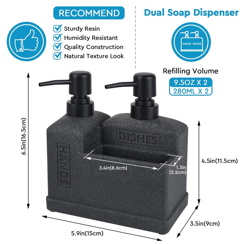 Kitchen Soap Dispenser Set,Dish Soap Dispenser and Hand Soap Dispenser