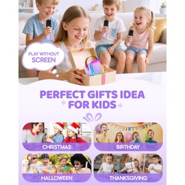 Mini Karaoke Machine for Kids, 2026 TOP Toys Birthday Gifts Ideas for Girls Ages 4, 5, 6, 7, 8, 9, 10, 12+ Years Old, Portable MP3 Player with 4 Wireless Mics for Family Home Party