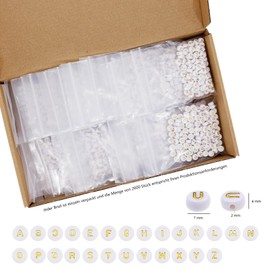 SHOWLL Pack of 2600 Golden Alphabet Beads for Bracelets Letters, 7 mm Acrylic Round Letter Beads for Bracelets, Letter Beads for Bracelets Letter Beads Set