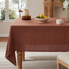 YZJZEDS - Mantel de lino para mesa cuadrada, terracota de 52 x 52 pulgadas, mantel de arpillera resistente al agua para mesa de comedor, cocina de granja