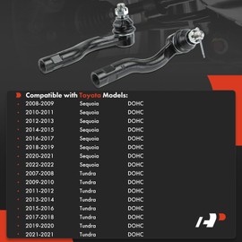 A-Premium 2 x Front Outer Tie Rod Ends, Compatible with Toyota Tundra 2007-2021, Sequoia 2008-2022