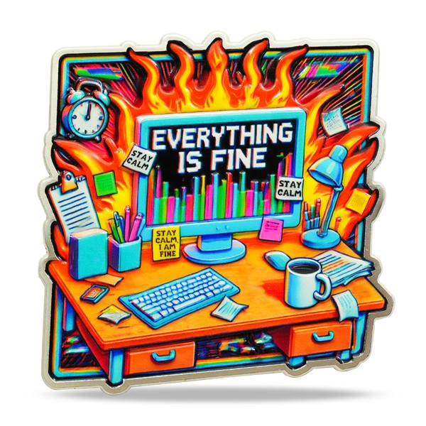 Dumpster Fire Fridge Magnets Emotional Support Everything is Fine Refrigerator