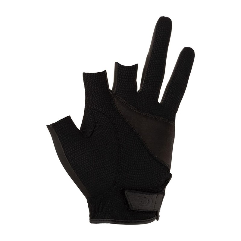 Daiwa DG-1424 Leather Fit Gloves, 3-Piece Cut, Black, XL