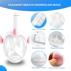 AiScrofa Kids Snorkel Mask, Full Face Snorkel Mask for Kids 4-16, 180 HD View Anti-Fog Anti-Leak Snorkel Mask for Kids Snorkel Set Snorkeling Gear for Kids