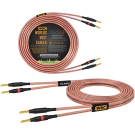 WORLDS BEST CABLES Van Damme 2 x 4.00 mm2 (2x 12AWG) - 2 Meter – 99.99% UP-LCOFC Figure-8 Audiophile Hi-Fi Speaker Cable Pair w/Eminence Gold Plated Banana Plugs