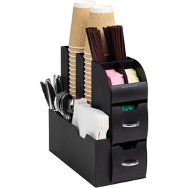 Mind Reader Caja Organizadora para Café – 6 Compartimentos, Color Negro ¡Organiza y disfruta tu café de manera elegante!