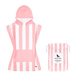 Dock & Bay Poncho with Hood - For Kids - Super Absorbent, Quick Dry - Includes Bag - Cabana - Malibu Pink, Extra Small (Age 2-4)