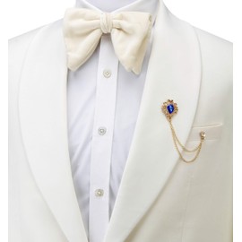 Knighthood - Broche de cadena de vidrio de metal con grabado en oro para hombre