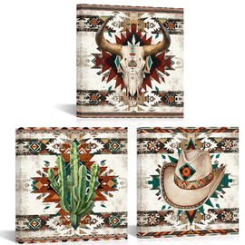 sechars Aztec Canvas Wall Art Retro Southwest Decor Western Tribal Painting Artwork for Bedroom Bathroom Decorations (Small)