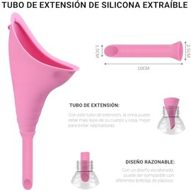 Orinal Femenino, Embudo para Hacer Pipi Mujer, Dispositivo Urinario Femenino Portátiles con Tubo de Extensión, Copas Plegable para Orinar de Mujer para Viajes en Coche, Camping, Senderismo, Rosa