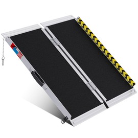 WHALEMOTOR Portable Wheelchair Ramp 3FT, Anti-Slip Aluminum Folding Portable Ramp, Wheelchair Ramps for Home, Weight Capacity Up to 800 LBS, with Transition Plates Above and Below, Loading Dock Plates