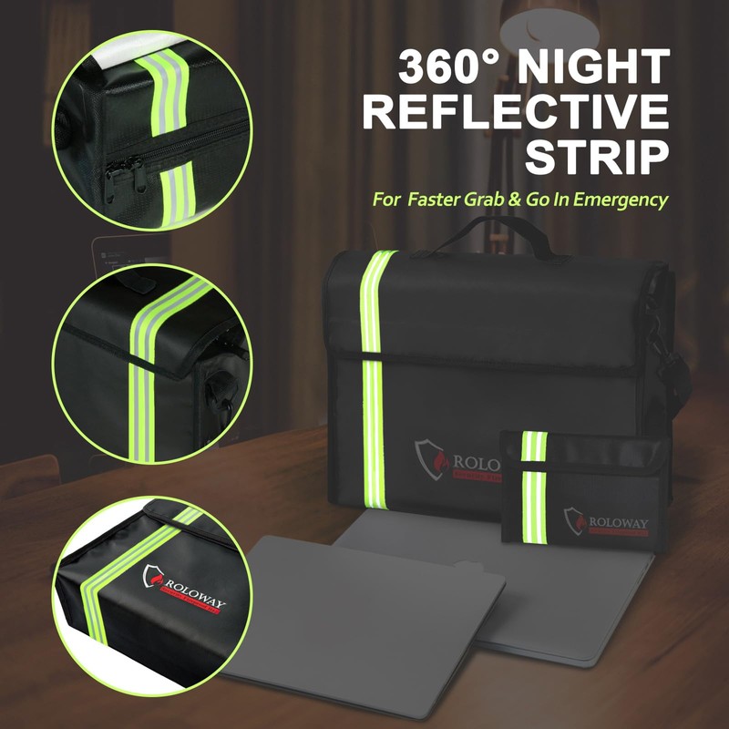 SEKAM Large Fireproof Bag with Reflective Strip (17 x 12