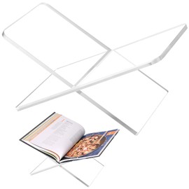Soporte Acrílico para Libros 28 x 18 x 15 cm Soporte Abierto Grande para Exhibir Libros Libro de Arte Biblia Libro de Visitas – Mesa de Café Stand Libro de Lectura – Transparente, Estándar