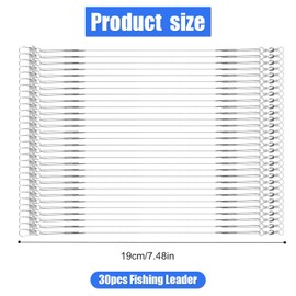 30pcs Fishing Leaders, 7.48 Inch Stainless Steel Leader Wires with Swivel Buckle Fishing Leader Lines Connecting Fishing Tackle Lure or Hook, for Saltwater and Freshwater (Silver)
