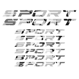 8 Stück "Sport" Aufkleber für Auto oder Motorrad - Rennsportfelgen Rückspiegel Sport Tuning Car Stripes Stripes - 3 Größen. Auto-Motorrad-Fahrrad-Roller (Schnee tarnen)