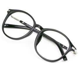 Gafas de bloqueo de luz azul para mujeres/hombres, antifatiga ocular, lectura de ordenador, gafas de TV, elegante marco ovalado, antirreflejos (negro, aumento de +6.00)