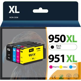 950XL 951XL Combo Compatible for HP 950 XL 951 XL Ink Cartridge Replacement for HP OfficeJet Pro 8600 8610 8620 8100 8630 8660 8640 8615 76DW 251DW (1 Black, 1 Cyan, 1 Magenta, 1 Yellow)