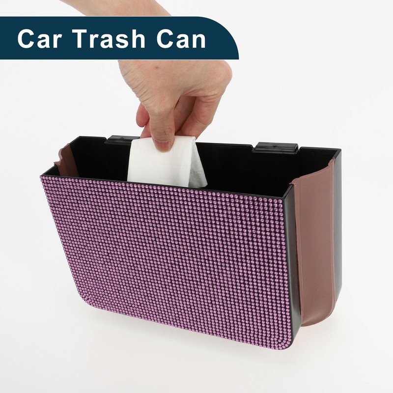TUCKBOLD Car Trash Can Portable Front Seats Trash Bin Pink