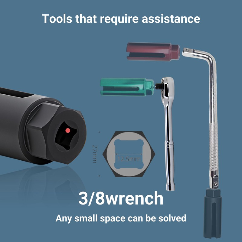 Oxygen Sensor Socket with Side Wire Cutout 3/8” Inch Drive