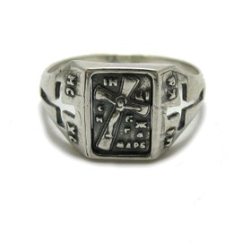 Sterling silver men's ring solid hallmarked 925Cross Save and preserve R001791