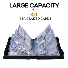 MORABTO Graded Card Binder,Holds 40 Graded Cards,4 Pocket Slab Binder For PSA,Premium Graded Card Holder with Sleeves Teal