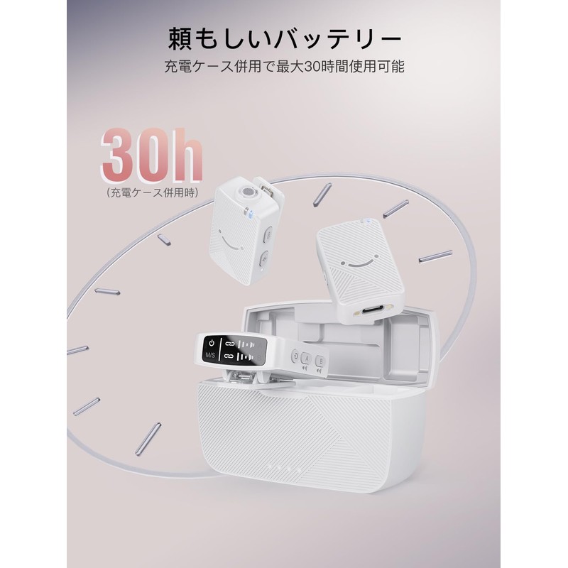 FIFINE M9W Wireless Microphone, Pin Microphone, 6 Hours of Continuous
